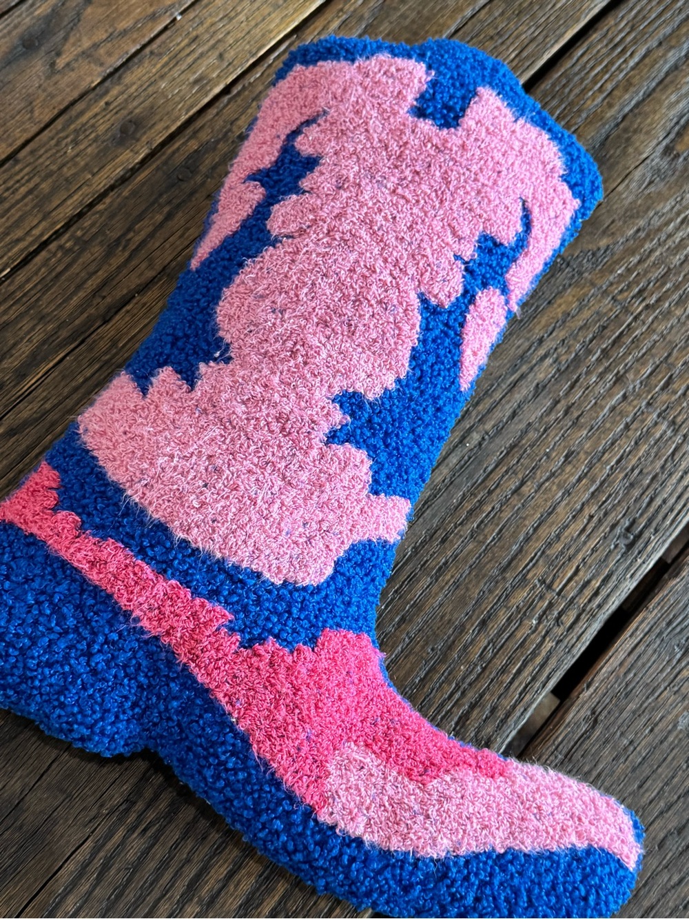 Cowboy Cowgirl Boot 13” Decorative Throw Pillow - Pink & Blue - Picture 2 of 4